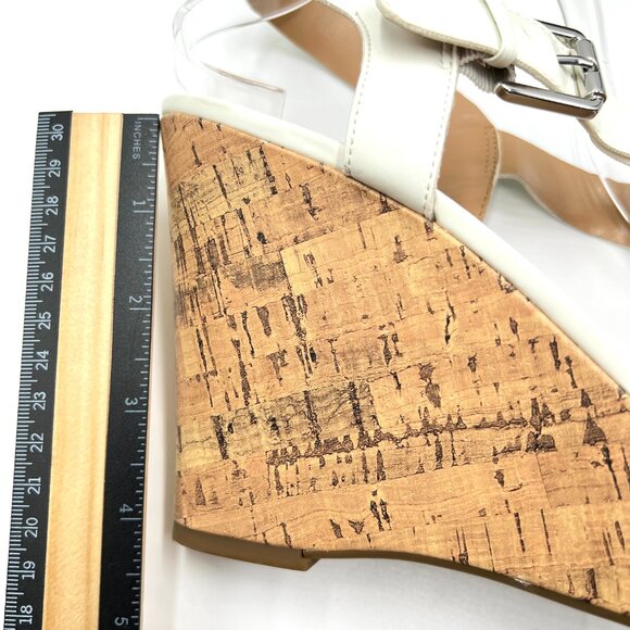 Franco Sarto Womens Size‎ 10 Stallion White Faux Leather Wedges Sandals Shoes - Picture 13 of 15